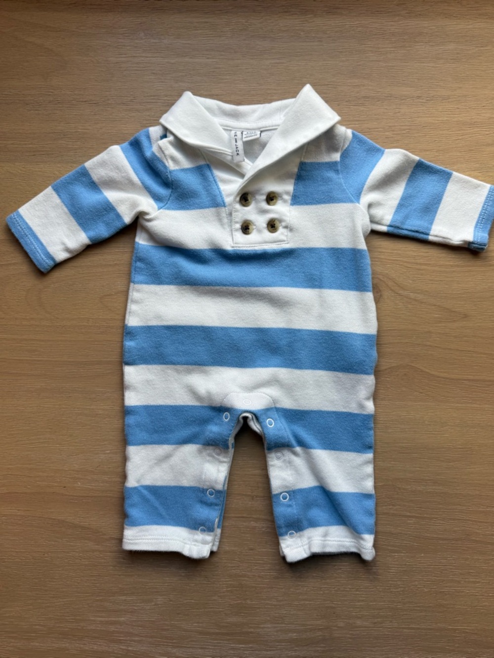 Janie and Jack Blue and White Striped One-Piece Romper 0-3 Months 100% Cotton